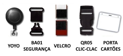 Engates extra para lanyard: Yoyo, clic-clac, Fecho de segurança