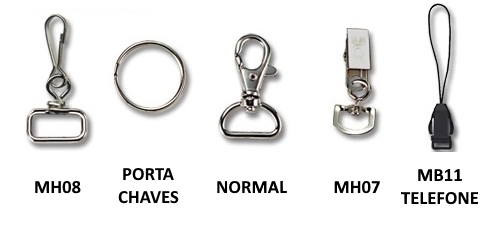 Mosquetões e ganchos para lanyards